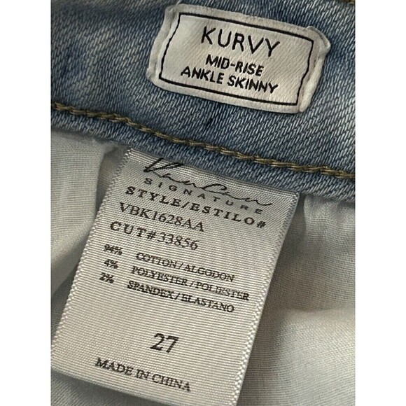 Kancan Signature Jeans Kurvy Mid-rise Ankle Skinny Size 27 Distressed Light Wash - Picture 6 of 16